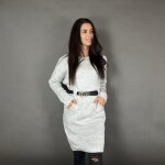 HOSH Pletené šaty ELLIS s páskem Barva: Bílá