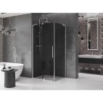 MEXEN/S - Velar L sprchový kout, posuvné dveře 110 x 90, grafit, chrom 871-110-090-43-01