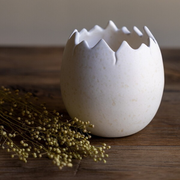 Storefactory Keramický obal na květiny Lyckeby Off-White Ø 12 cm, krémová barva, keramika