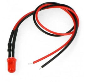 LED dioda s rezistorem na vodiči - Červená, 5 mm 22 - 28V