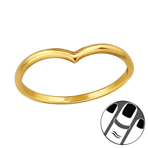 LUNICA Stříbrný midi prsten zlaté srdíčko 0436