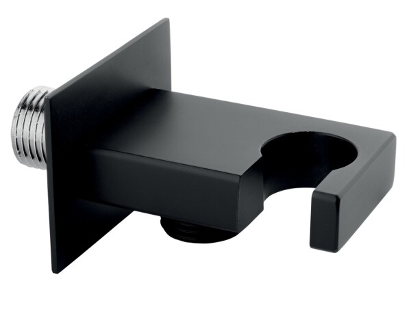 NOVASERVIS - Kovový držák sprchy s vývodem 1/2", černá D/KVADRO,5