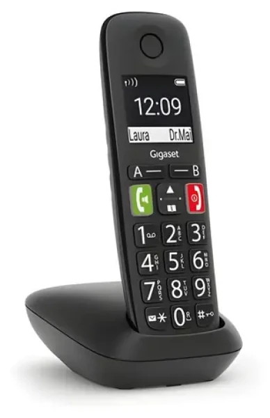 Gigaset E290 černá / Bezdrátový telefon / DECT / Handsfree / Záznamník / Vhodný pro seniory (S30852-H2901-C101)