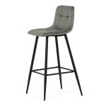 Židle barová, zelená látka, čtyřnohá kovová podnož, černý mat