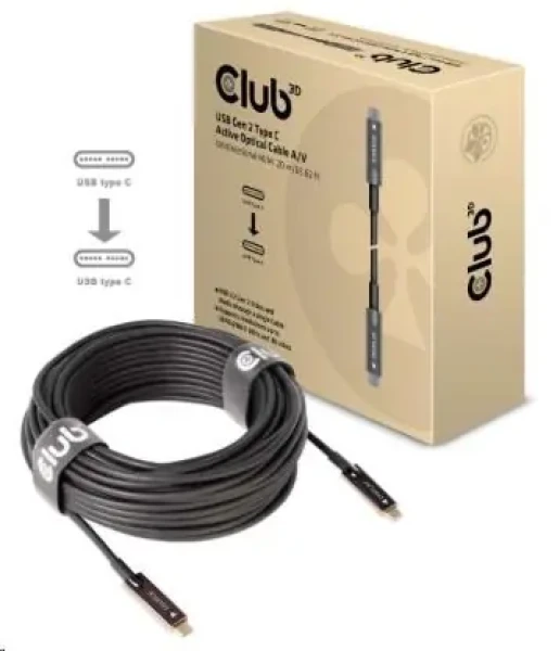 CLUB3D Kabel USB-C M/M černá 20m / aktivní / optický (CAC-1589)