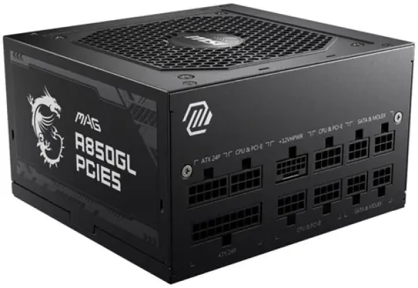 MSI MAG A850GL PCIE5 II černá / 850W / 120mm / ATX3.0 / aktivní PFC / 80PLUS Gold (306-7ZP8D11-CE0)
