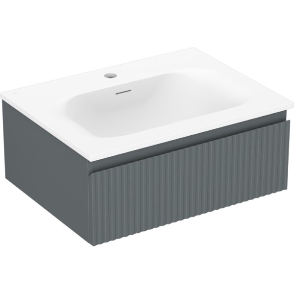 MEXEN/S - Rivel koupelnová skříňka 60 cm s umyvadlem Vela, 1 šuplík, reliéf , grafit mat/bílá mat 91A20-06023-1-BF66-W23M01