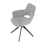 Židle jídelní, šedá látka, 360° vratný mechanismus, černý kov