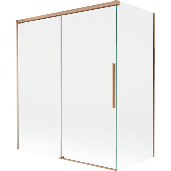MEXEN/S - Rox vanová zástěna 2-křídlová posuvná 140 + 70 x 150, transparent, měď kartáčovaná 8C9-140-070-65-00