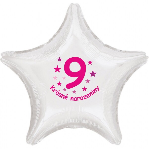 Krásné 9. narozeniny fóliový balónek hvězda pro holky Balonky.cz Krásné 9. narozeniny fóliový balónek hvězda pro holky Balonky.cz