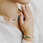 Luxusní choker náhrdelník Denise - tyrkys, perleť, Tyrkysová 40 cm + 5 cm (prodloužení)