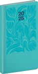 Kapesní diář Cambio 2025, tyrkysové květiny, 15,5 cm