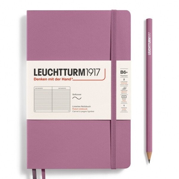 Notebook Paperback (B6+), Softcover, 123 numbered pages, Dusty Rose, ruled