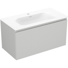 MEXEN/S - Rivel koupelnová skříňka 90 cm s umyvadlem Vela, 1 šuplík, reliéf , šedá mat/bílá mat 91A20-09047-1-BF62-W23M01