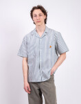 Carhartt WIP S/S Leavel Shirt Leavel Stripe, Blue River XL