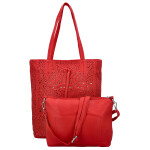Módní dámský koženkový set kabelek Safira, červený
