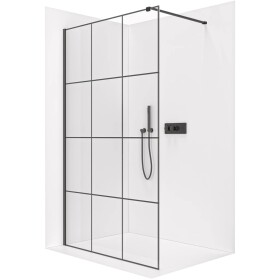 CERANO Sprchová zástěna Walk-in Onyx Cube L/P - 8 mm - hranatá vzpěra - černá matná, industriální sklo - 110x200 cm