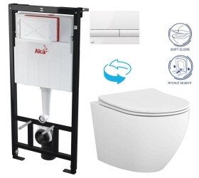 Předstěnový instalační systém s bílým tlačítkem M1710 + WC CERSANIT DESSE VORTEX /VÍROVÉ SPLACH/ + SEDÁTKO AM101/1120 M1710 ES1