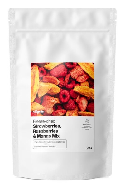 Vilgain Mix lyofilizovaných jahod, malin a manga – 90 g