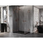 MEXEN/S - Lunar L Duo sprchový kout dveře křídlové 90 x 70, transparent, růžové zlato 834L-090L-070P-60-00