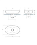 OMNIRES - SHELL M+ umyvadlo na desku, 60 x 35 cm, matná popelavá šedá SHELLUNAG