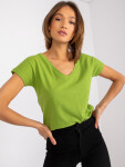 Bavlněné tričko výstřihem do světle zelené