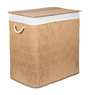 G21 Koš na prádlo ratanový design, bílá / Koš na prádlo / 150 l / s rozdělovači (KPG21RAT2NW)