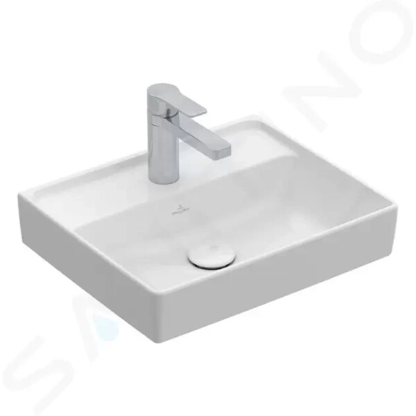 VILLEROY & BOCH - Collaro Umývátko 450x370 mm, bez přepadu, 1 otvor pro baterii, CeramicPlus, Stone White 433446RW