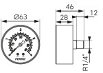 NOVASERVIS - Manometr 63mm 1/4" Axiál 0-4 bar M6304A