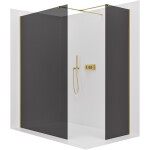 CERANO Sprchová zástěna Walk-in Onyx T L/P - 8 mm - hranatá vzpěra - zlatá, grafitové sklo - 60x30x200 cm