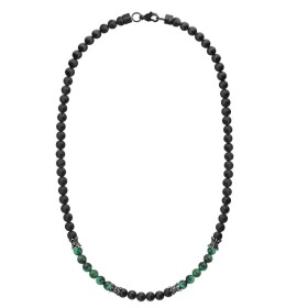 Pánský korálkový náhrdelník Luca - 6 mm přírodní onyx a tygří oko, Zelená 47 cm