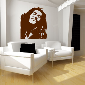 Samolepka Portrét Bob Marley Barva: hnědá, Velikost: 60 x 50 cm