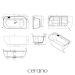 CERANO - Vana z litého mramoru Valeria - volně stojící - asymetrická - pravá - bílá matná - 150x80x55 CER-8050BD80382