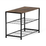 Botník, 2 police, MDF, dekor staré dřevo sonoma, černý kov