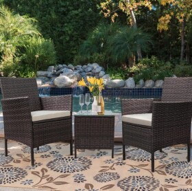 Ratanový kávový set v hnědé barvě