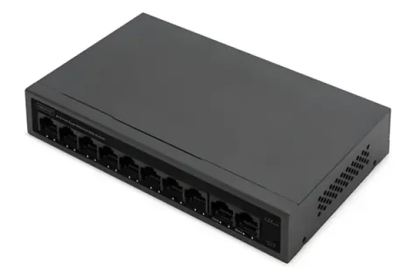 Digitus DN-95354 / Switch / 8+2 port / 10/100 Mbps / PoE 60W / Unmanaged / černá (DN-95354)