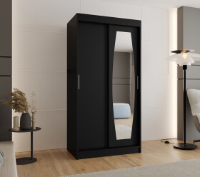 Šatní skříň Abi Rossa Rozměry: 100 cm, Barva korpusu + barva dveří: Černá + Černá