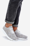 Semišové Vzorované Sportovní Boty Na Platformě S Leskem D&A LR51-635 Stříbrné 39