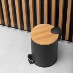 Erga Vini, odpadkový koš kulatý 3l z nerezové oceli, černá-hnědá, ERG-YKA-CH.VINI-BLK