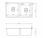 Erga HD, 2-komorový ocelový dřez 780x450x210 mm, zlatá, ERG-MLS-HD7845G