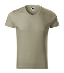 Slim Fit V-neck tričko pánské světlá khaki 2XL
