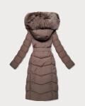 Hnědá dámská zimní bunda s kožešinovým panelem S'West (B8525-48) odstíny hnědé S (36)