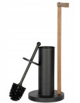Erga Aurora Small Black, toaletní WC kartáč s dřevěným držákem na WC papír na postavení 19x19x56 cm, hnědá-černá, ERG-SEP-1340STLAZSBLA