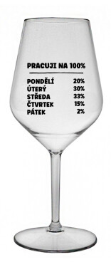 PRACUJI NA 100% - čirá nerozbitná sklenice na víno 470 ml