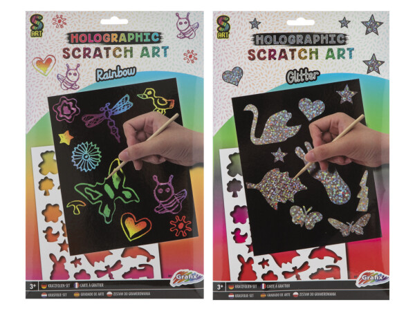 Vyškrabávací obrázky - třpytivé/duhové (mix motivů) - Craft Creative