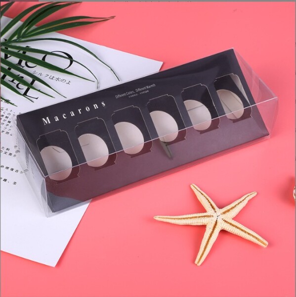 Cake star Elegantní krabička na makronky černá 23x9,8cm na 6ks