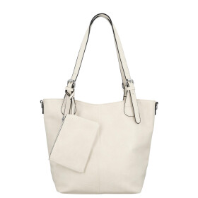 Stylová dámská koženková kabelka na rameno Lucida, krémová