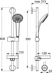 IDEAL STANDARD - Idealrain Set sprchové hlavice 100, 3 proudy, tyče a hadice, chrom B9415AA