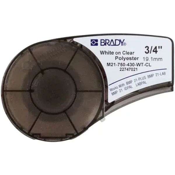 BRADY BMP21 Series označovací páska / bílo-průhledná/ 6.4m x 19mm / pro BMP21, LABPAL a IDPAL (M21-750-430-WT-CL)