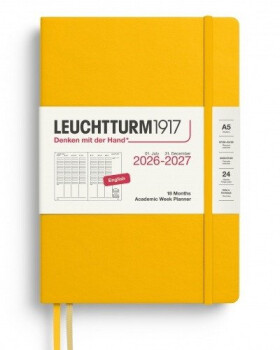 Akademický týdenní plánovač Sunflower, Medium A5 2027, 18měs., anglicky